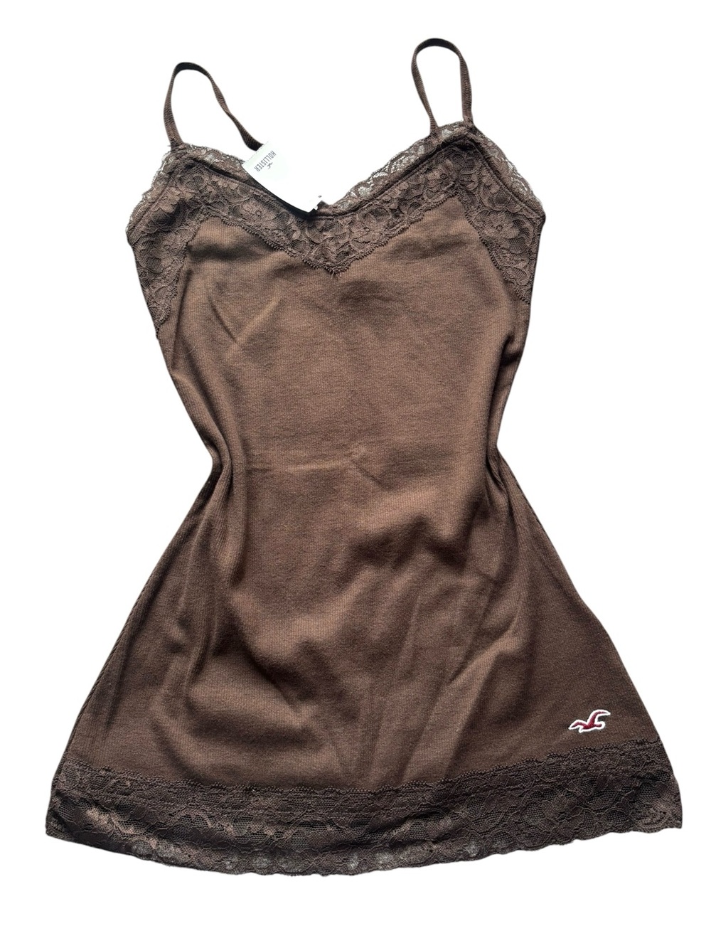 NWT Hollister Cami Bundle Lace-Trim Chocolate Brown Pink White Stripes Y2K S - Picture 4 of 8